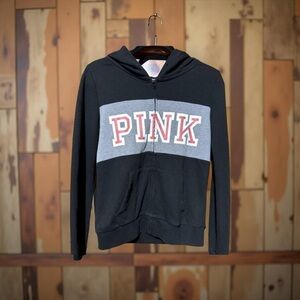 PiNK brand logo full zip up Hoodie Jacket size medium navy & red& black